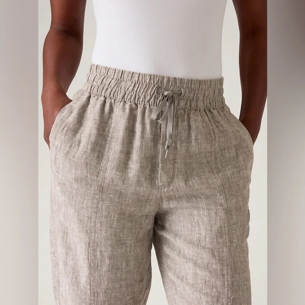 athleta | retreat high rise linen ankle pant - pyrite - Picture 3 of 8
